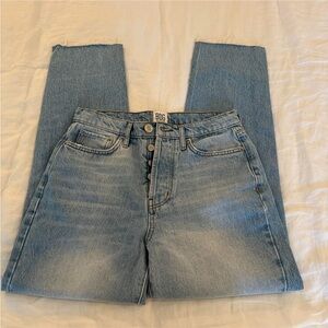BDG High-Waisted Slim Straight Jean Light Blue Distressed Jeans